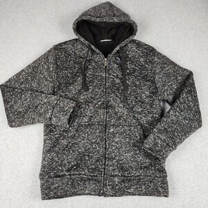 Marx & Dutch Hoodie Mens Medium Black Marled Sherpa‎ Lined Warm Winter Full Zip